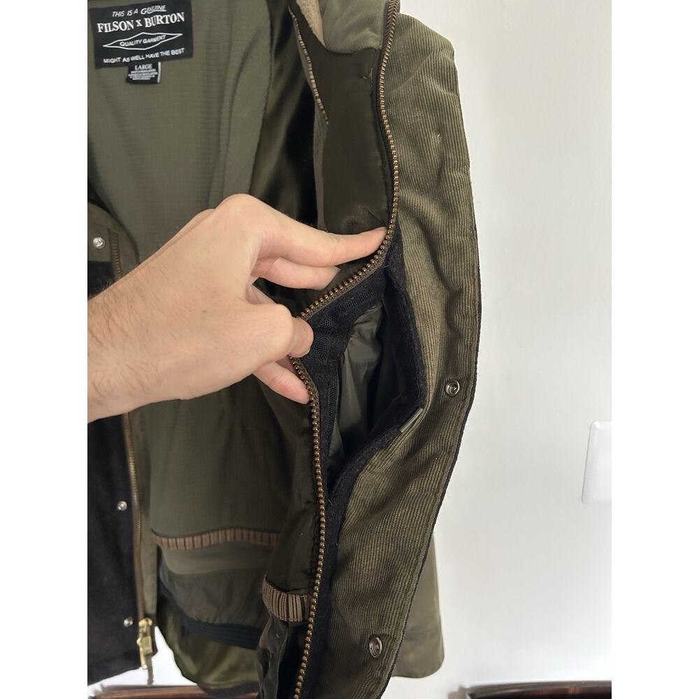 Men’s Filson x Burton Squire Snowboard Jacket Parka Size Large Waxed Canvas Wool - Picture 14 of 16